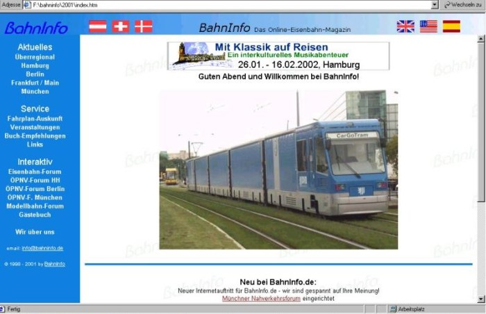 BahnInfo im Jahr 2001