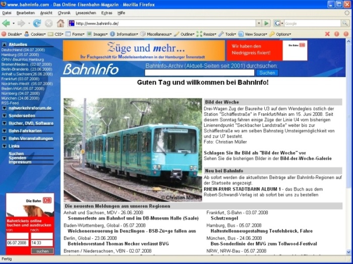 BahnInfo im Juli 2008